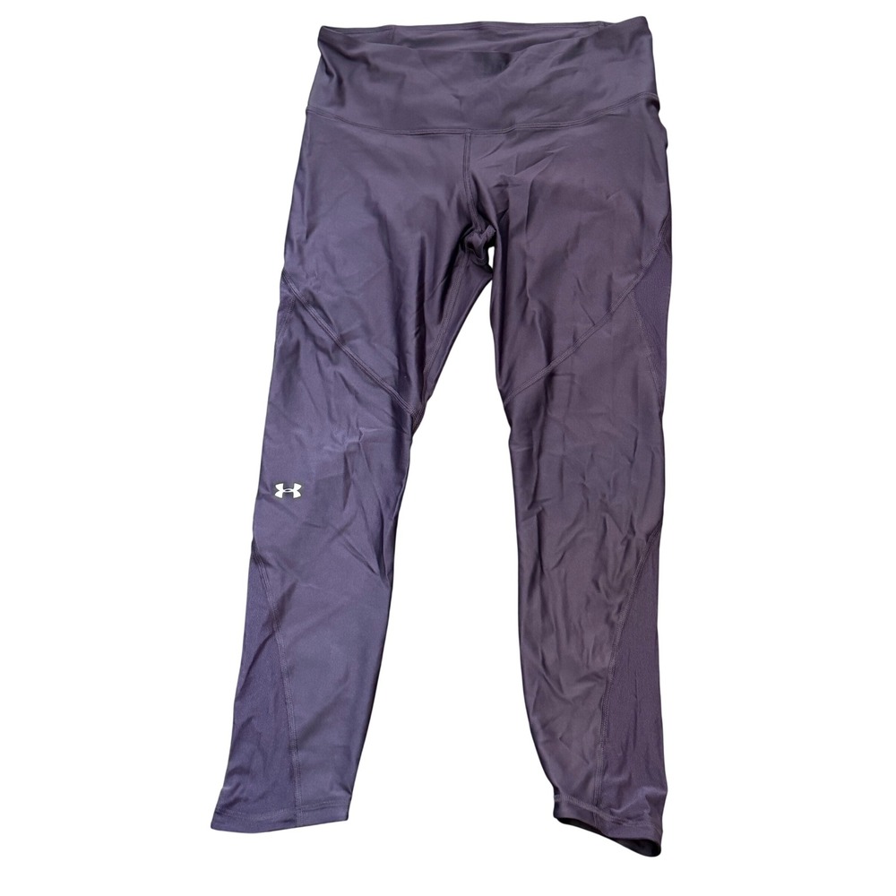 NWT Under Armour HeatGear Compression Mesh Panel Leggings Purple Plum Large